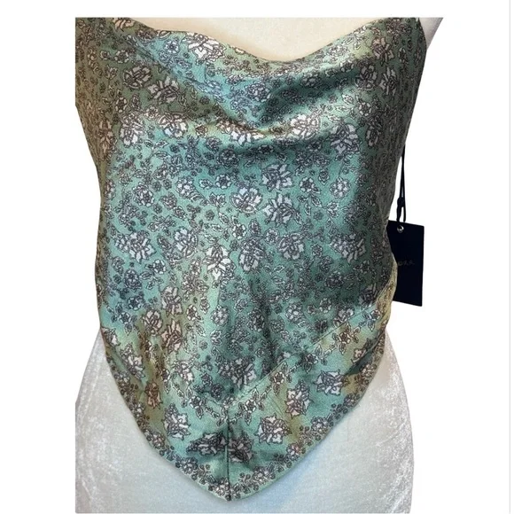 Japna Floral Satin Scarf  Top Size L NWT - Picture 2 of 10